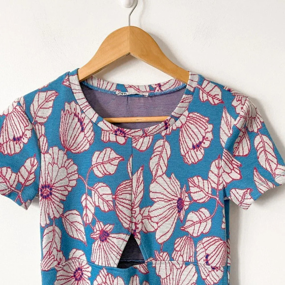 Zara Blue and Pink Floral Mini Dress - Picture 4 of 7